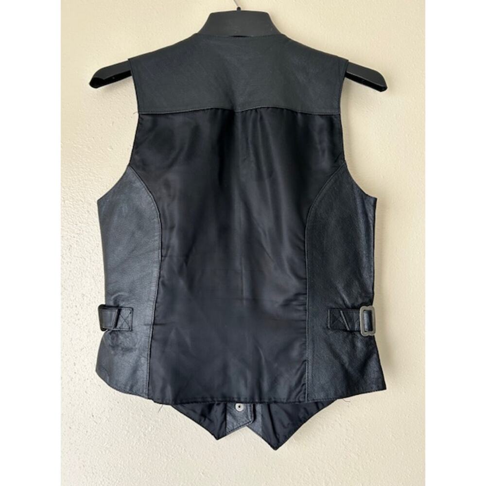 ❌SOLD❌ Wilsons Black Leather Snap Button Vest Size Small - Picture 7 of 11